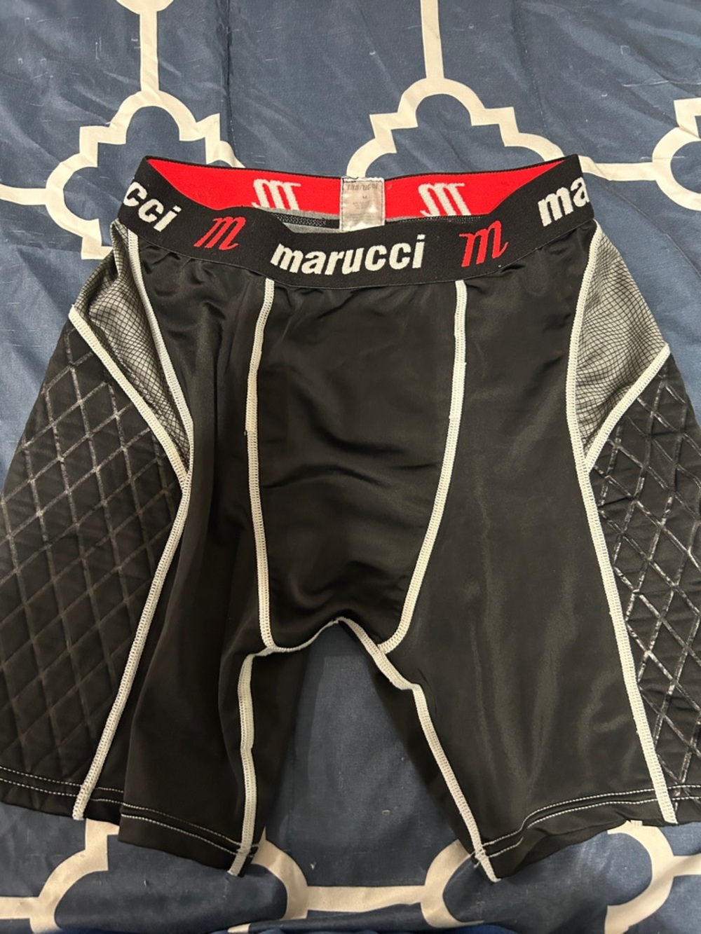 Marucci Padded Compression Baseball Shorts - Black with Gray Trim Size M